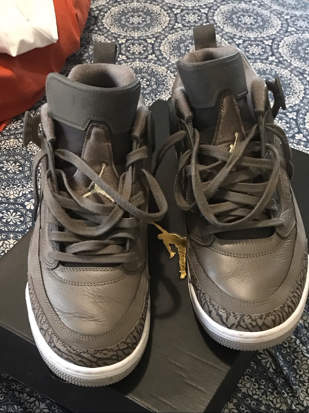 Jordan Gray High-Top Sneakers with Elephant Print